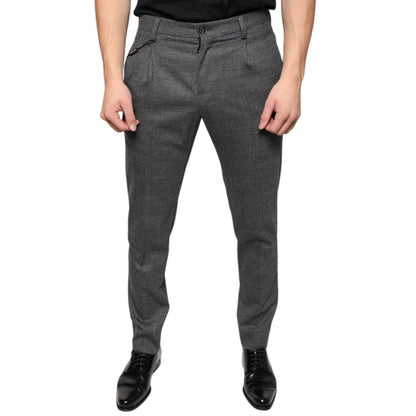 Dolce & Gabbana Gray Check Tartan Wool Skinny Pants