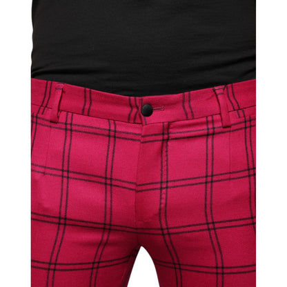 Dolce & Gabbana Pink Checkered Wool Skinny Pants