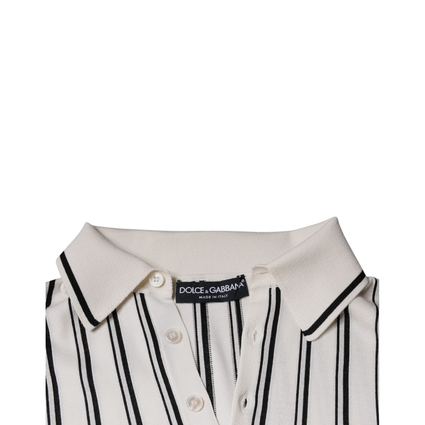 Dolce & Gabbana White Black Stripe Polo Short Sleeve T-shirt