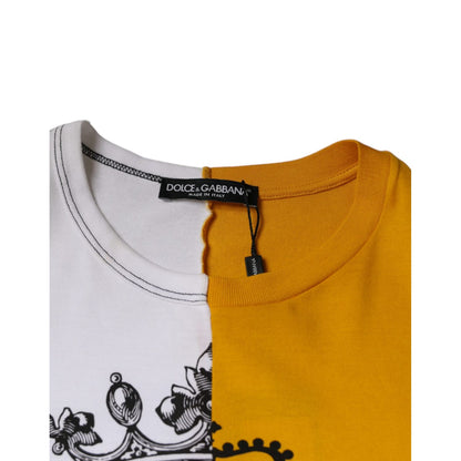 Dolce & Gabbana White Yellow Logo Print Short Sleeve T-shirt
