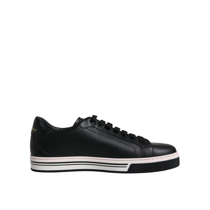 Dolce & Gabbana Black Leather Low Top Men Sneakers Shoes