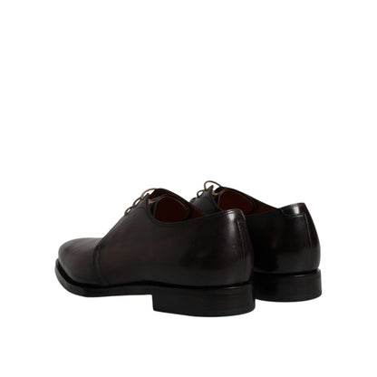 Dolce & Gabbana Black Leather Lace Up Men Derby Formal Shoes