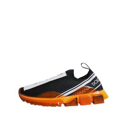 Dolce & Gabbana Black Orange Sorrento Slip On Sneakers Shoes