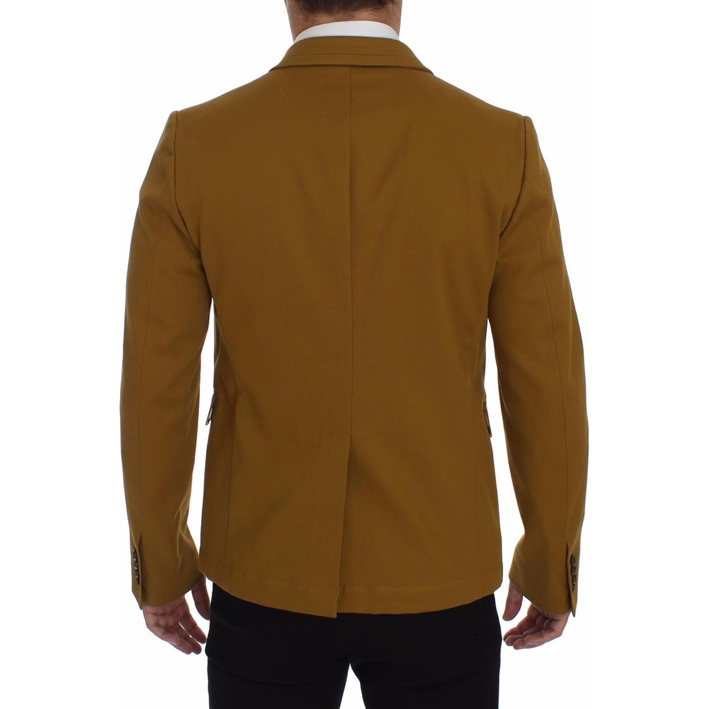 Elegant Yellow Cotton Blend Casual Blazer