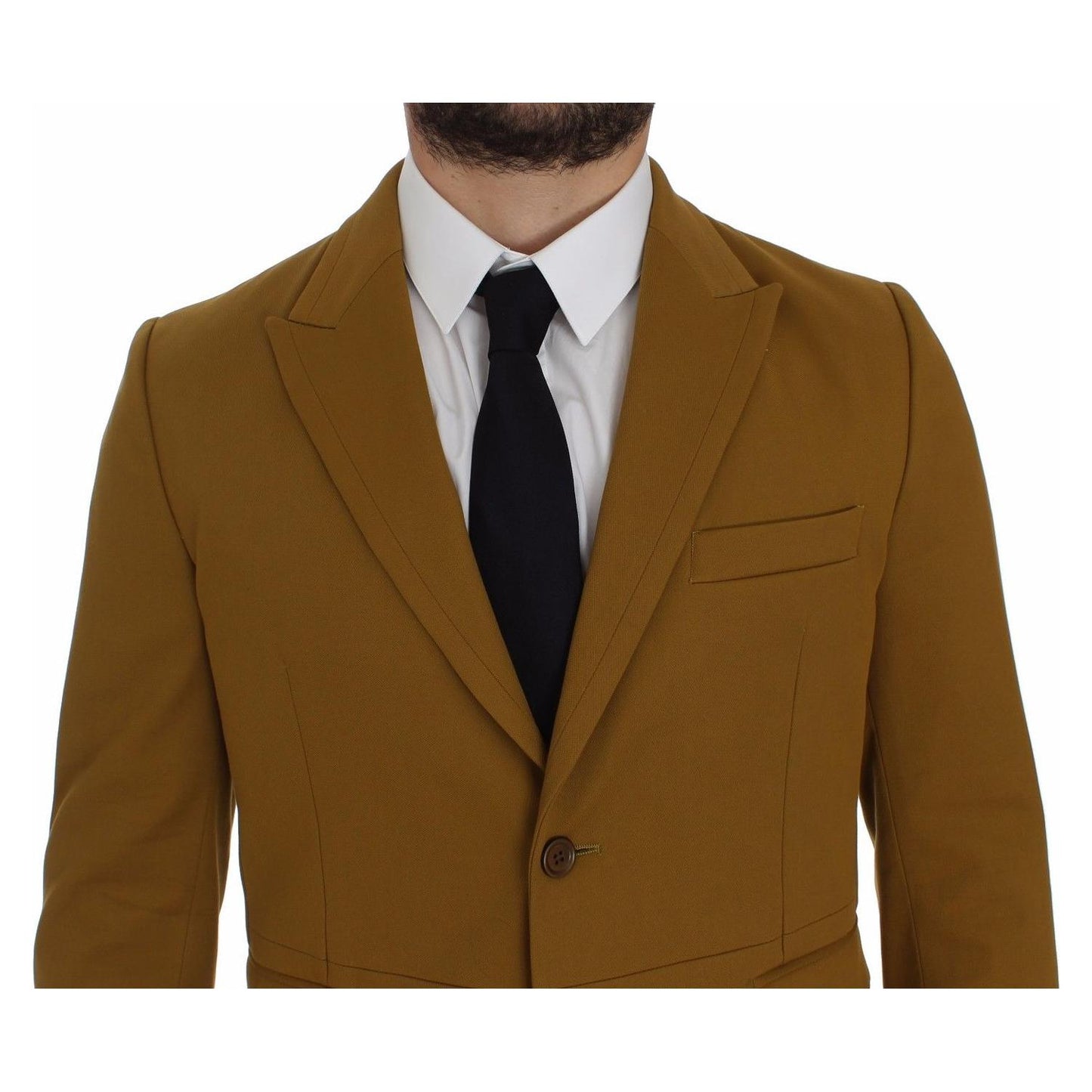 Elegant Yellow Cotton Blend Casual Blazer