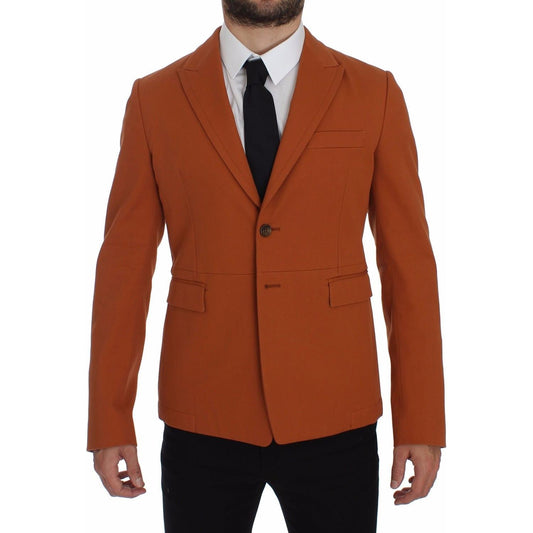 Elegant Orange Casual Cotton Blend Blazer