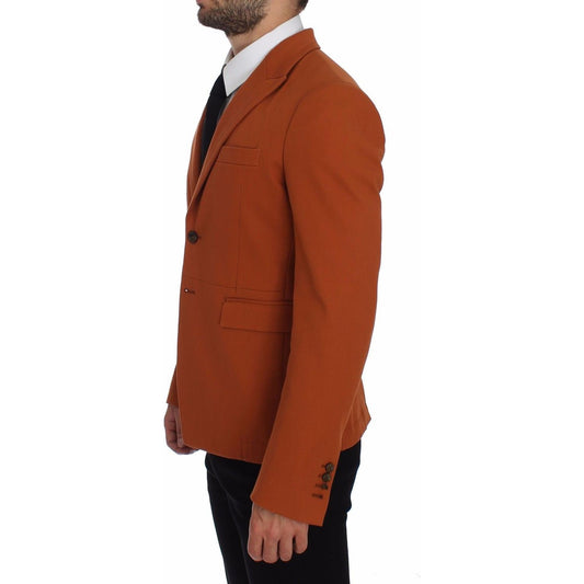 Elegant Orange Casual Cotton Blend Blazer