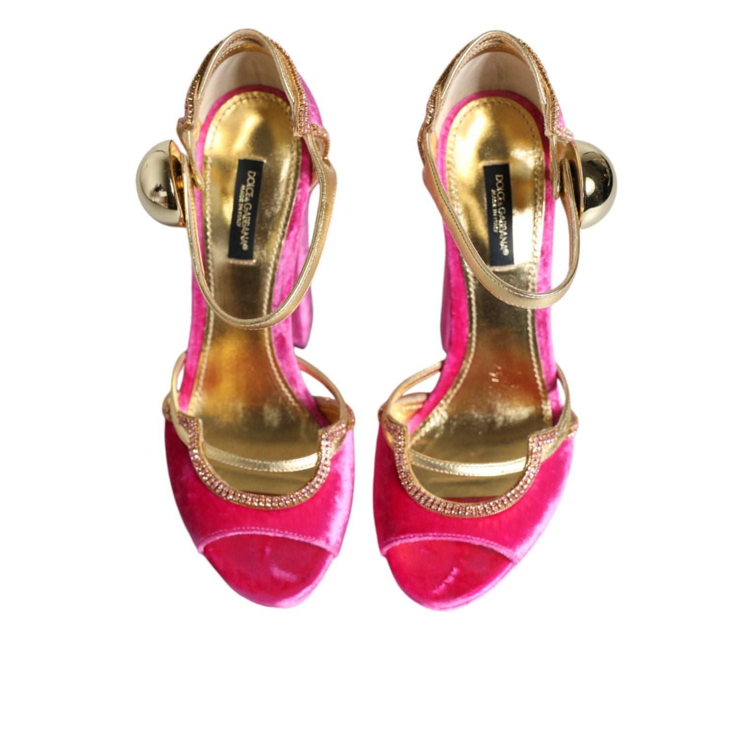 Dolce & Gabbana Pink Velvet Platform Ankle Strap Heel Sandals Shoes