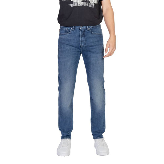 Hugo Boss Blue Cotton Relaxed Fit Jeans