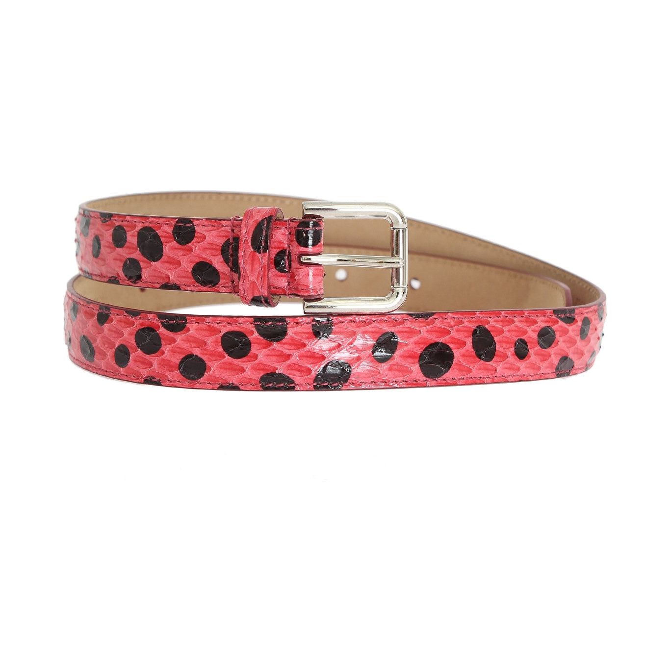 Polka Dot Snakeskin Belt with Silver Buckle