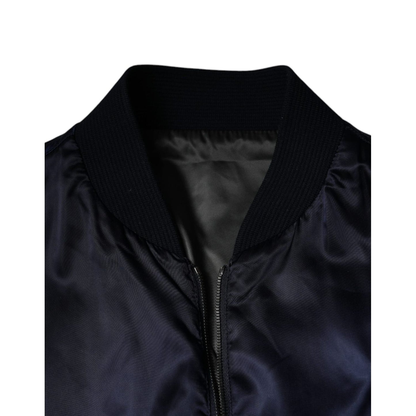 Dolce & Gabbana Blue Crown Heart Full Zip Men Bomber Jacket