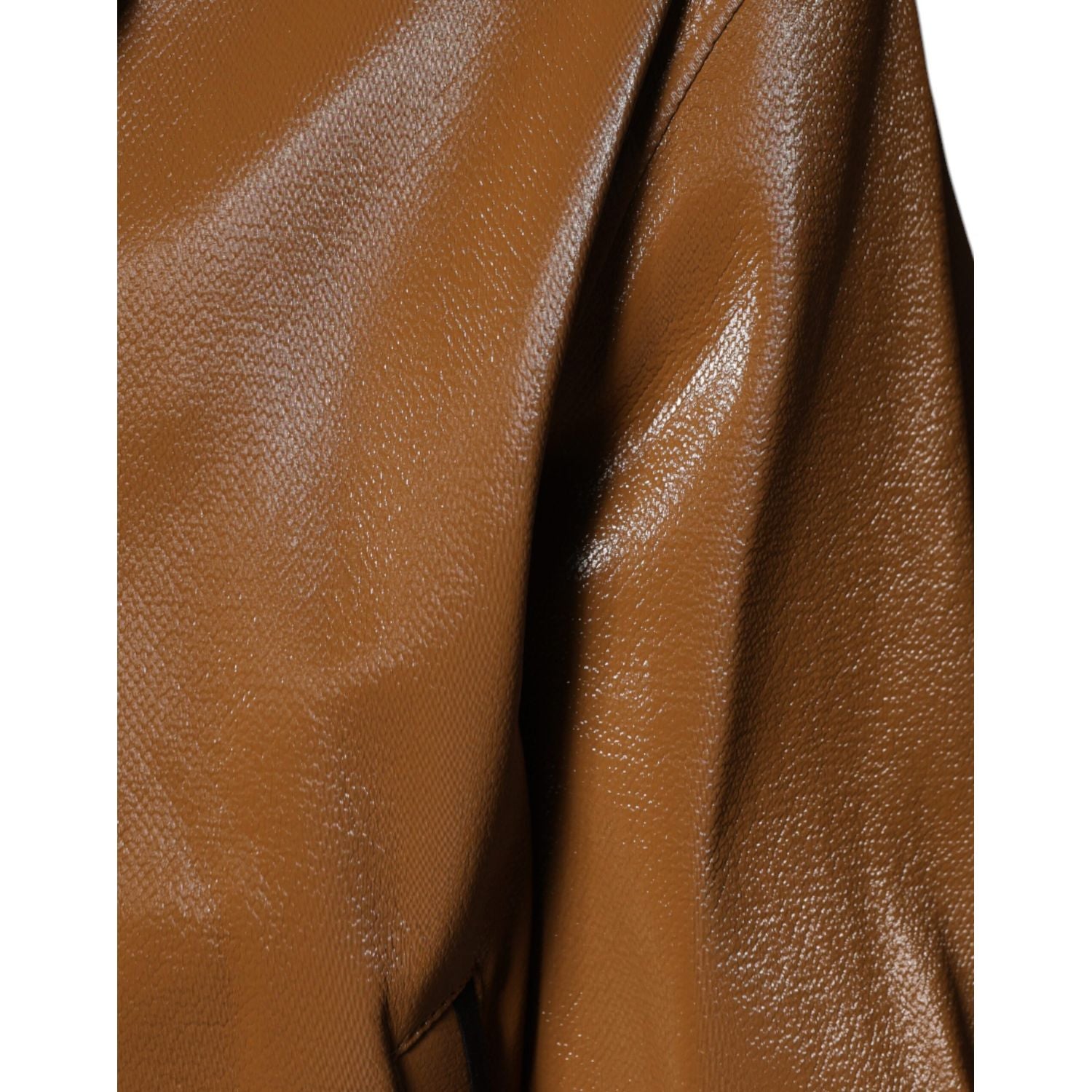 Dolce & Gabbana Brown Leather Full Zip Men Bomber Jacket