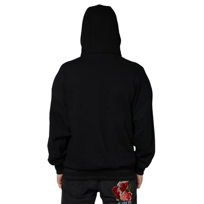 Dolce & Gabbana Black Hooded Pullover Men Sweatshirt Sweater