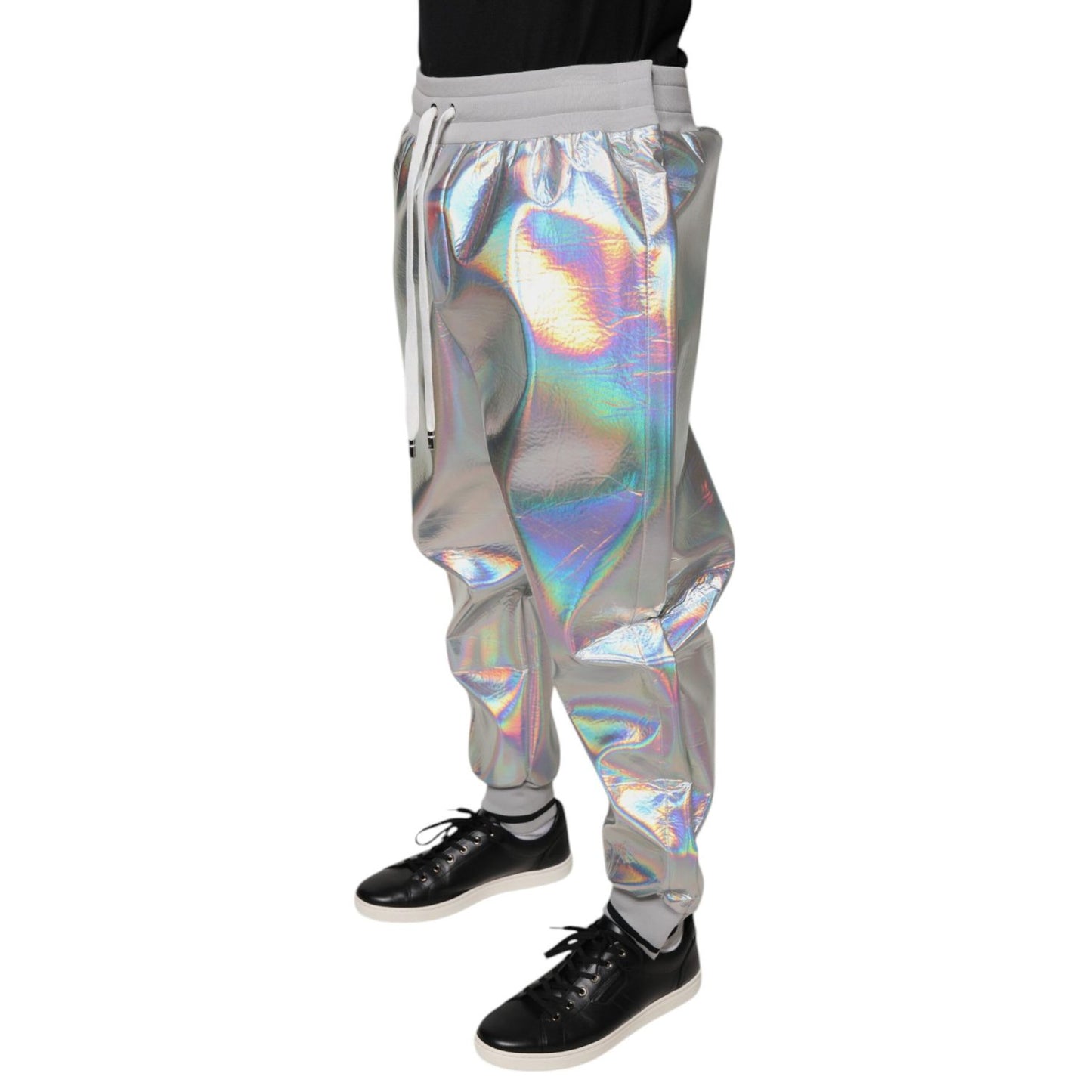 Dolce & Gabbana Silver Iridescent Men Jogger Sweatpants Pants