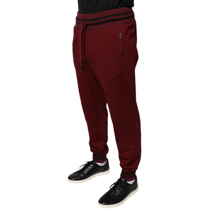 Dolce & Gabbana Dark Red Cotton Men Jogger Sweatpants Pants