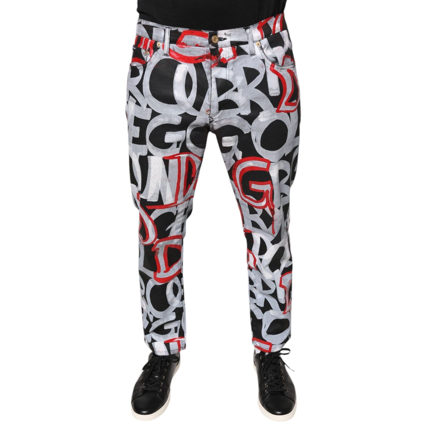 Dolce & Gabbana Multicolor Cotton Monogram Skinny Denim Jeans