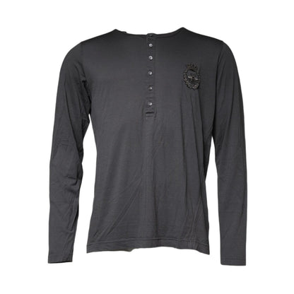 Dolce & Gabbana Gray Crown Bee Embroidery Pullover Sweater