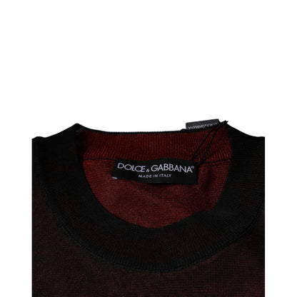 Dolce & Gabbana Maroon Polyester Crew Neck Pullover Sweater