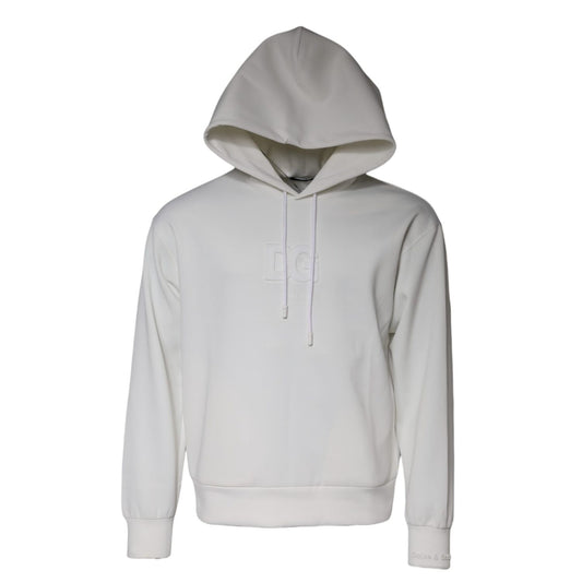 Dolce & Gabbana White DG Logo Hooded Men Sweatshirt Sweater Dolce & Gabbana