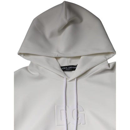 Dolce & Gabbana White DG Logo Hooded Men Sweatshirt Sweater
