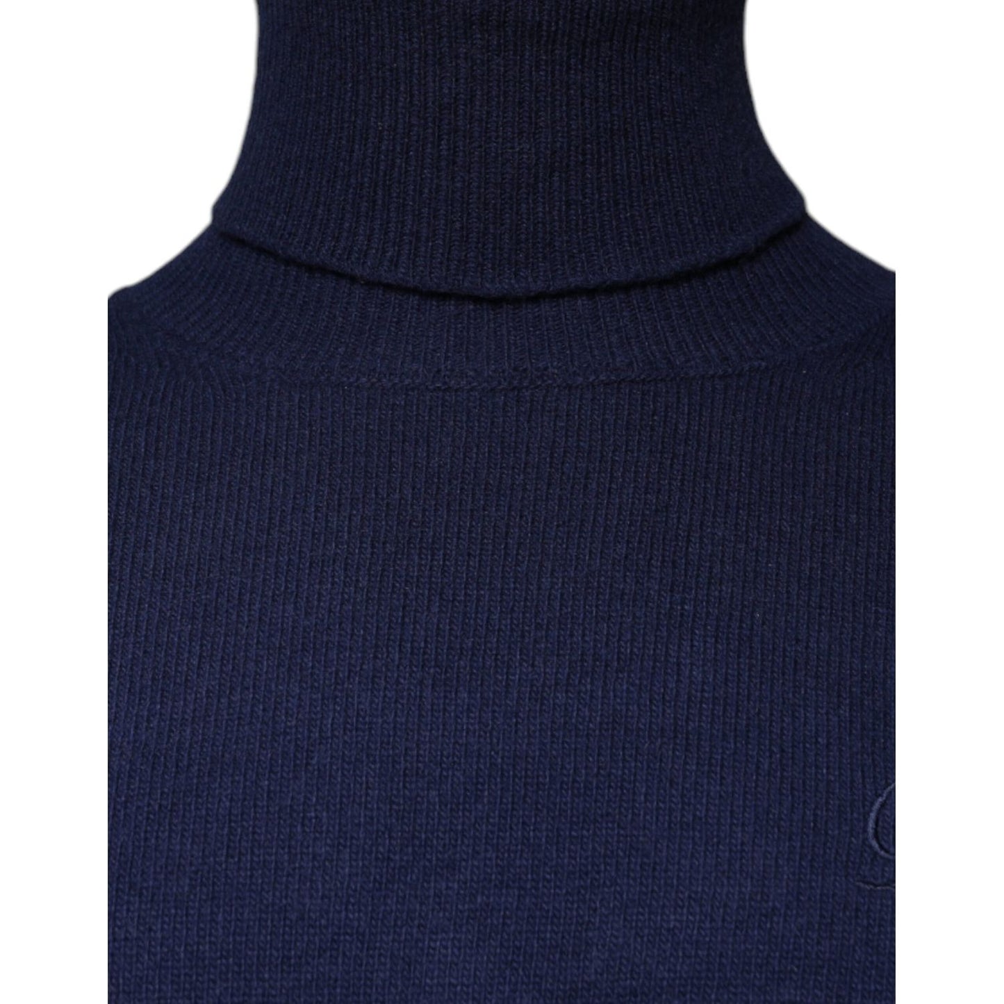Dolce & Gabbana Blue Wool Knit Turtleneck Pullover Sweater