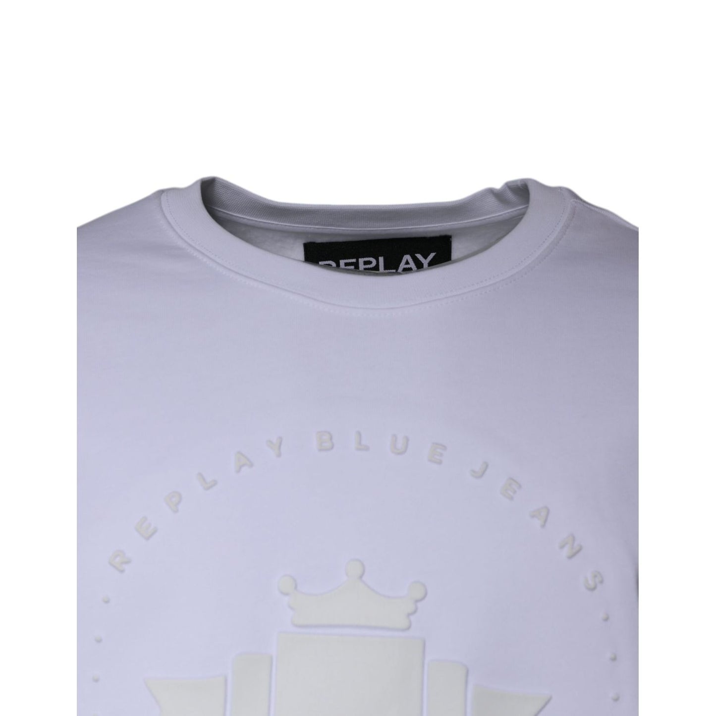 Replay White Embossed Logo Crew Neck Men Sweatshirt Sweater Replay