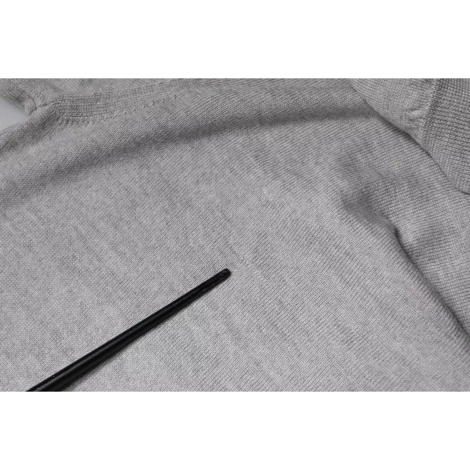 Dolce & Gabbana Light Gray Wool Crew Neck Pullover Sweater