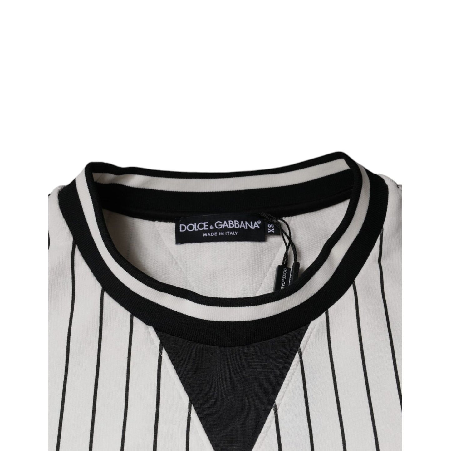 Dolce & Gabbana Black White Stripes Logo Sweatshirt Sweater
