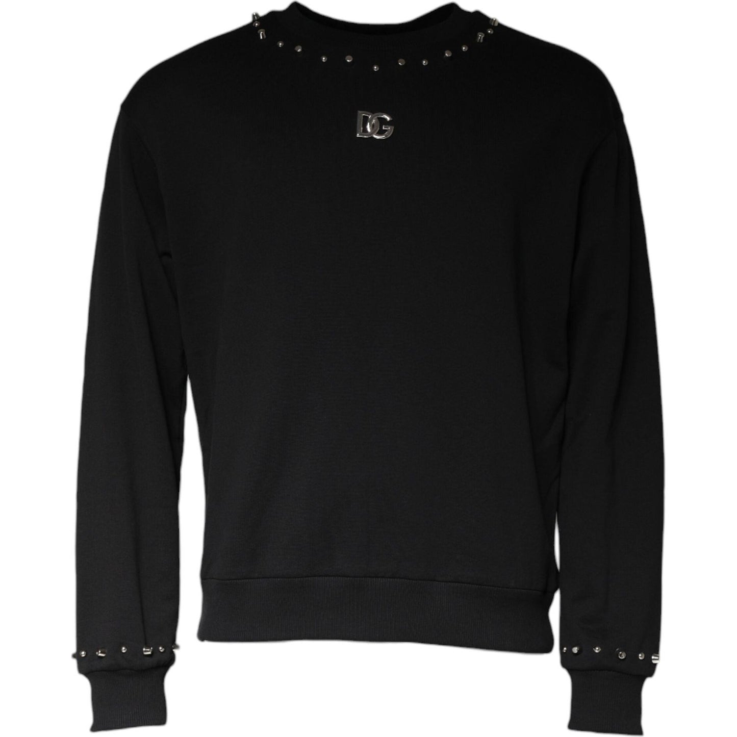 Dolce & Gabbana Black Logo Stud Pullover Sweatshirt Sweater