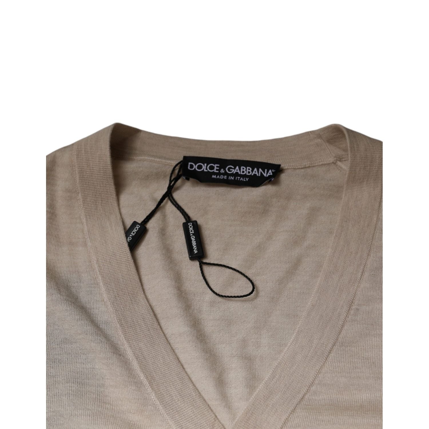 Dolce & Gabbana Beige Cashmere Button Down Cardigan Sweater