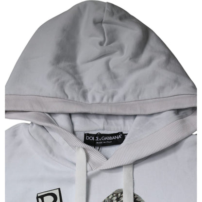 Dolce & Gabbana White Caesar Cotton Hooded Pullover Sweater