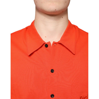 Dolce & Gabbana Orange Cotton Button Down Casual Polo Shirt