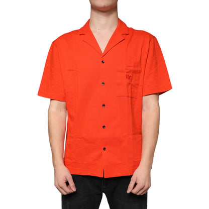 Dolce & Gabbana Orange Cotton Button Down Casual Polo Shirt
