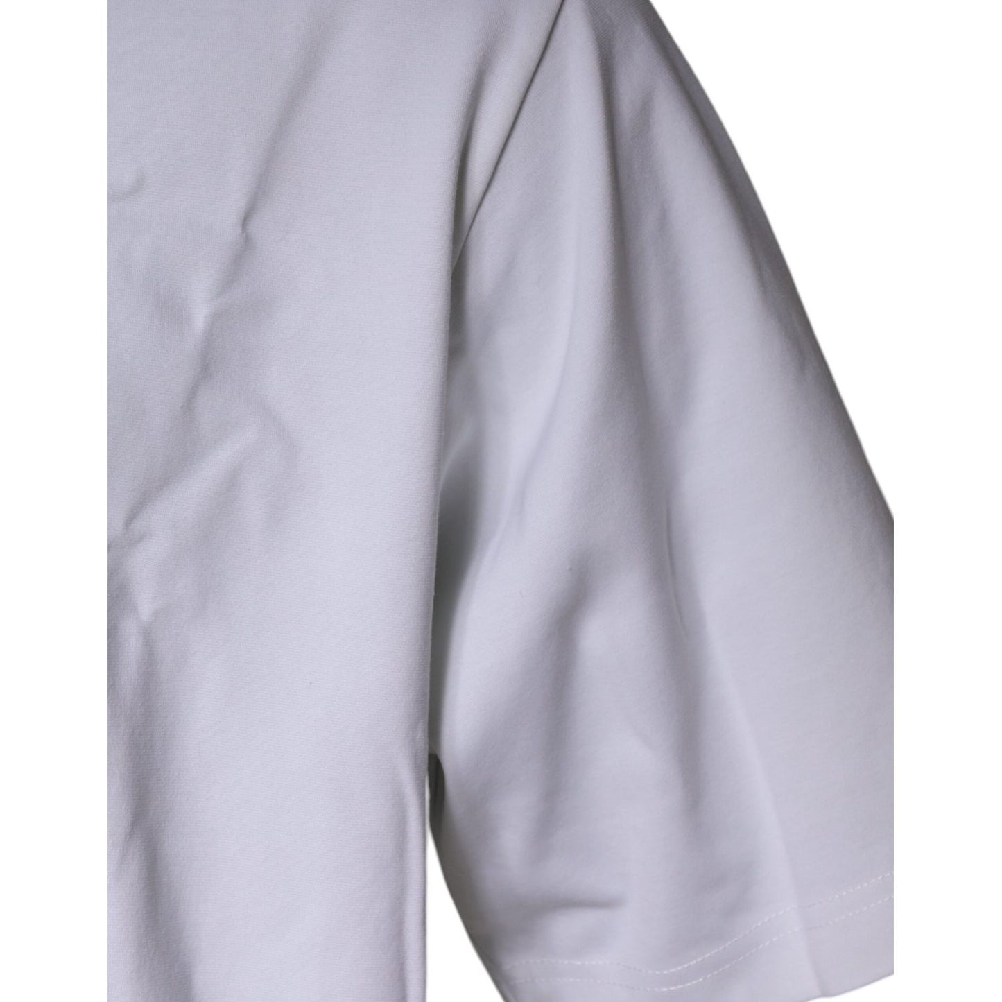 Dolce & Gabbana White Graphic Print Cotton Crew Neck T-shirt