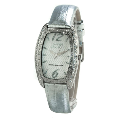 Chronotech Silver Leather Dress Watch