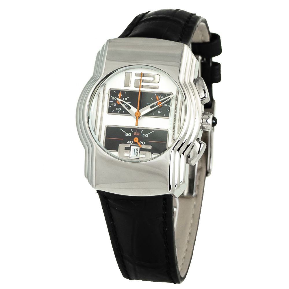 Chronotech Black Leather Dress Watch