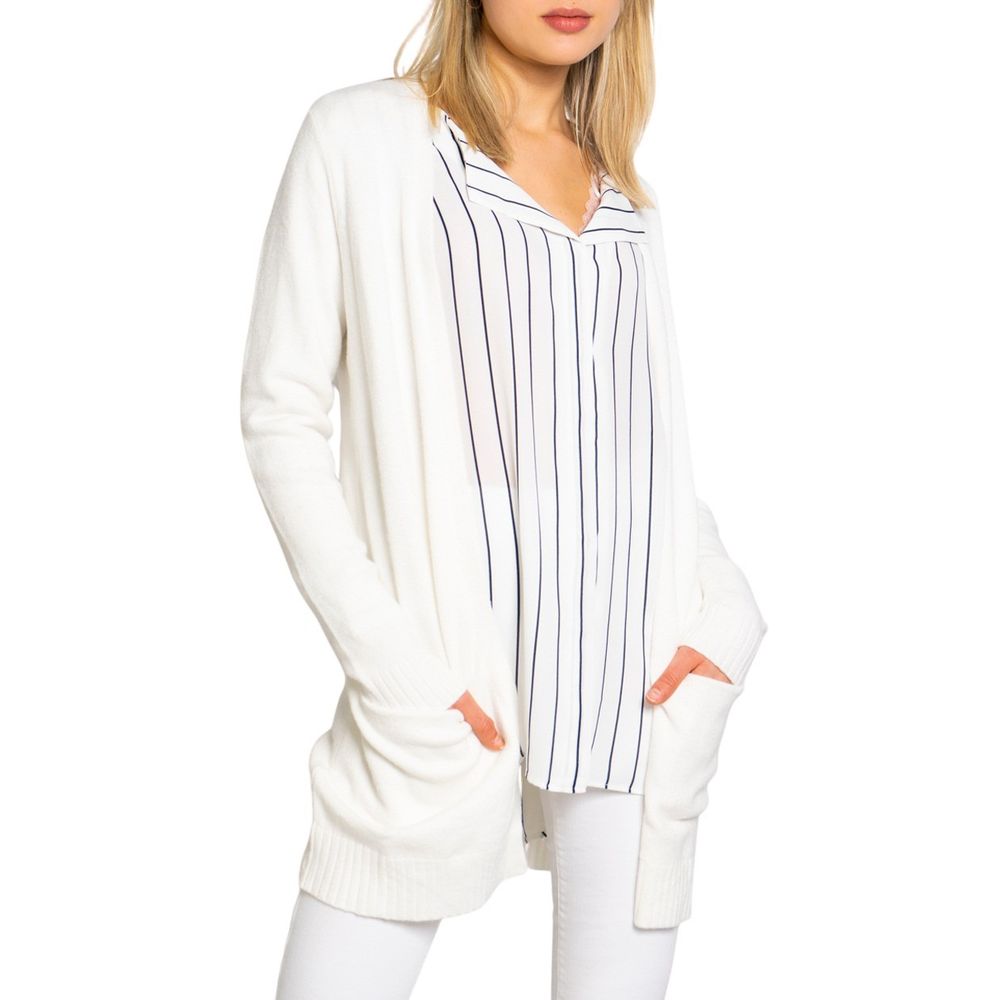 Vila Clothes White Viscose Cardigan Vila Clothes