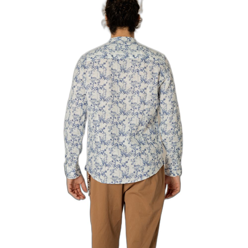 Gianni Lupo Blue Linen Pattern Shirt 1728,71956299936,Blue,Clothing,Gianni Lupo,IT46 | M,Men,New with tags,Pattern - Shirts - Clothing,Shirts - Clothing