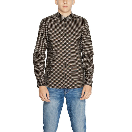 Antony Morato Brown Cotton Pattern Shirt Antony Morato