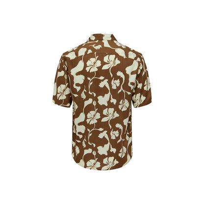 Only & Sons Brown Viscose Shortsleeve Shirt Only & Sons