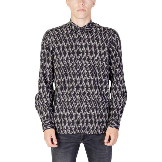 Antony Morato Black Cotton Pattern Shirt Antony Morato