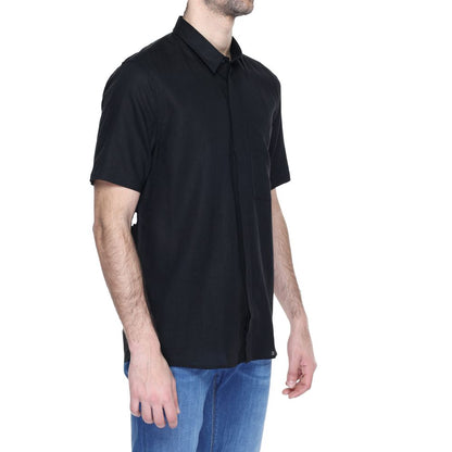 Antony Morato Black Linen Shortsleeve Shirt Antony Morato