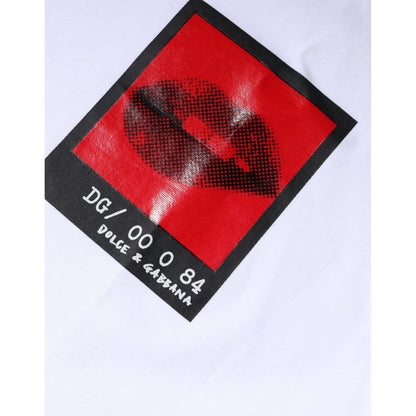 Dolce & Gabbana White Red Lips Print Cotton T-shirt