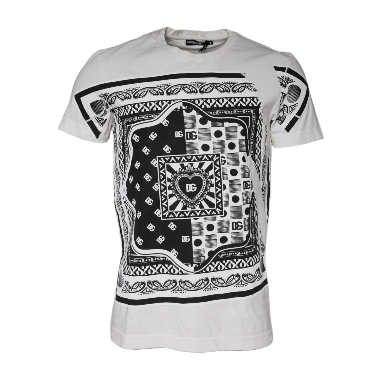 Dolce & Gabbana White Bandana Print Cotton Short Sleeves T-shirt