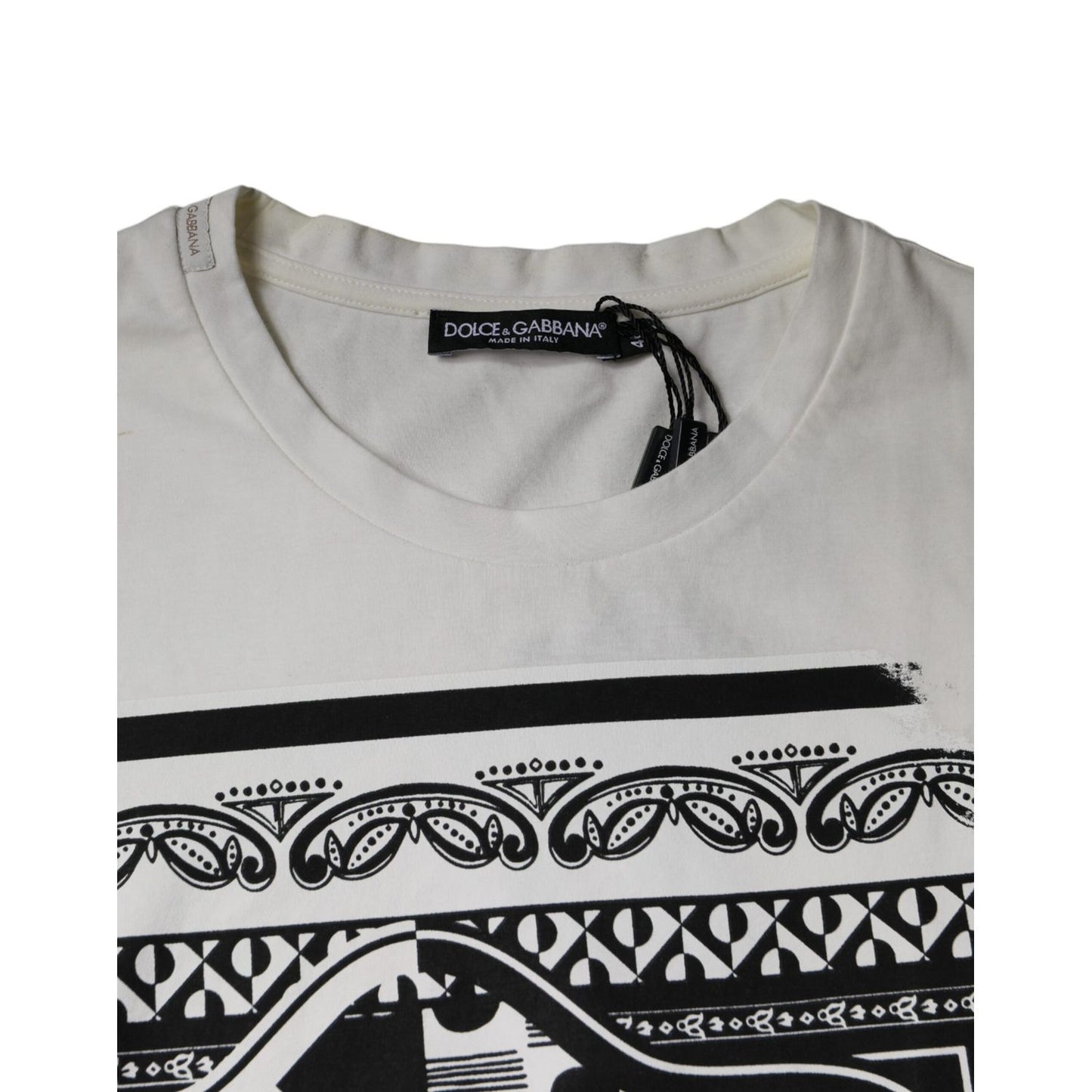 Dolce & Gabbana White Bandana Print Cotton Short Sleeves T-shirt