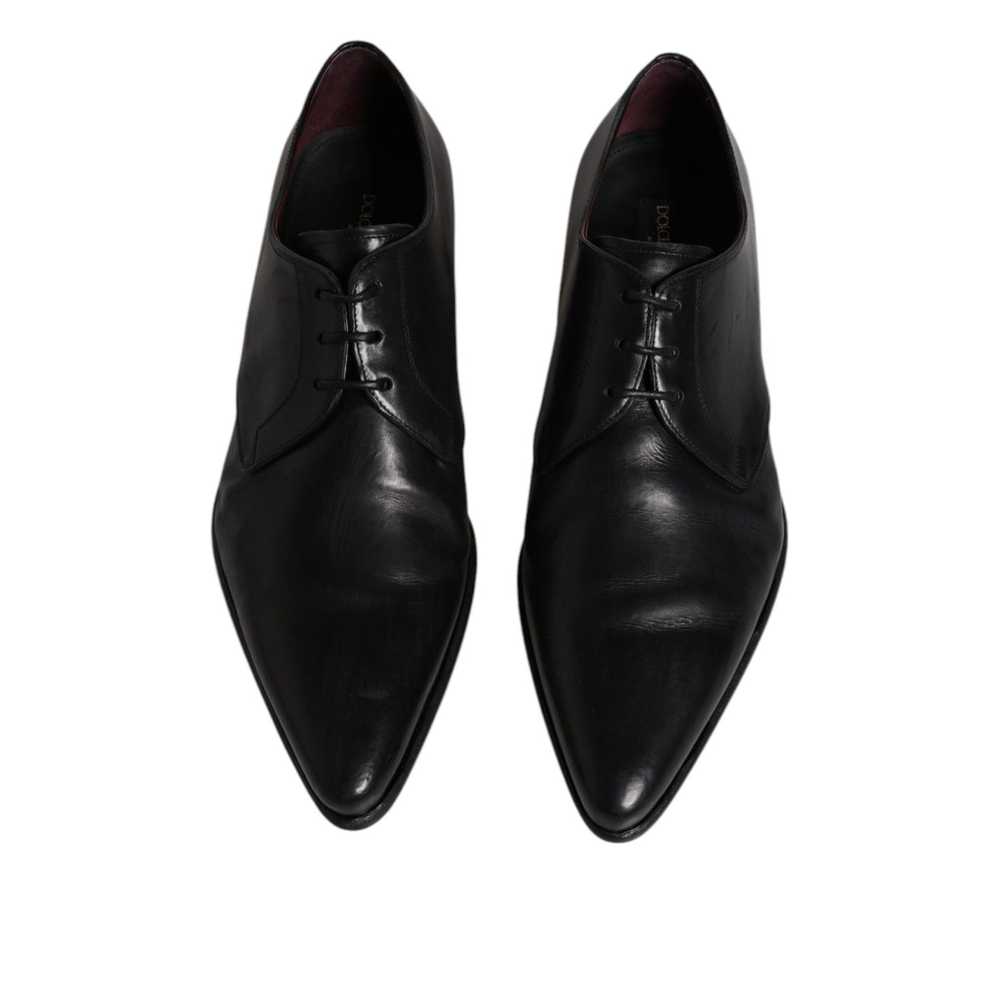 Dolce & Gabbana Black Leather Lace Up Men Derby Formal Shoes