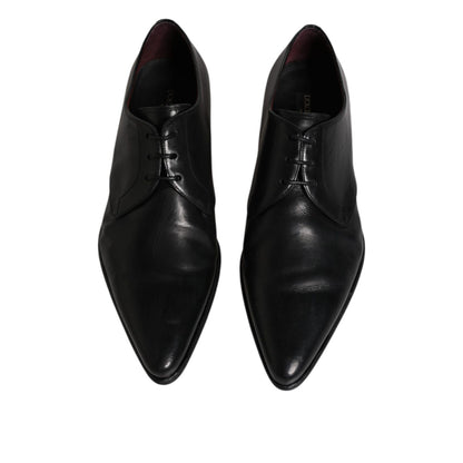 Dolce & Gabbana Black Leather Lace Up Men Derby Formal Shoes