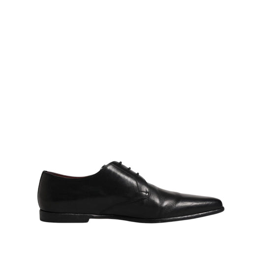 Dolce & Gabbana Black Leather Lace Up Men Derby Formal Shoes Dolce & Gabbana