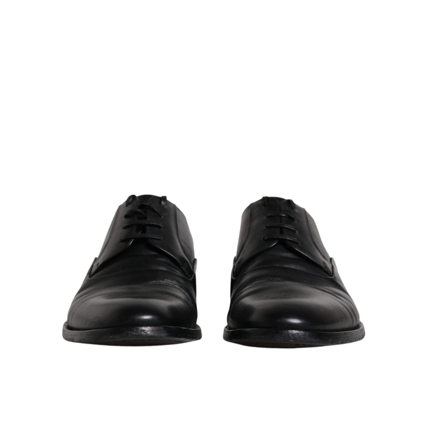 Dolce & Gabbana Black Leather Lace Up Men Derby Formal Shoes
