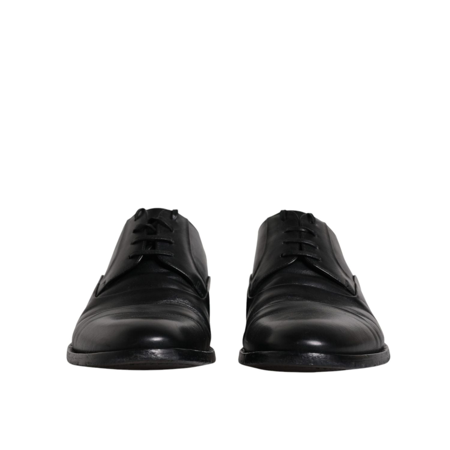 Dolce & Gabbana Black Leather Lace Up Men Derby Formal Shoes